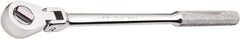 SK - 3/8" Drive Pear Head Ratchet - Chrome-Plated Finish, 10-7/8" OAL, 36 Gear Teeth, Knurled Pivot Handle, Flex Head - Exact Tool & Supply
