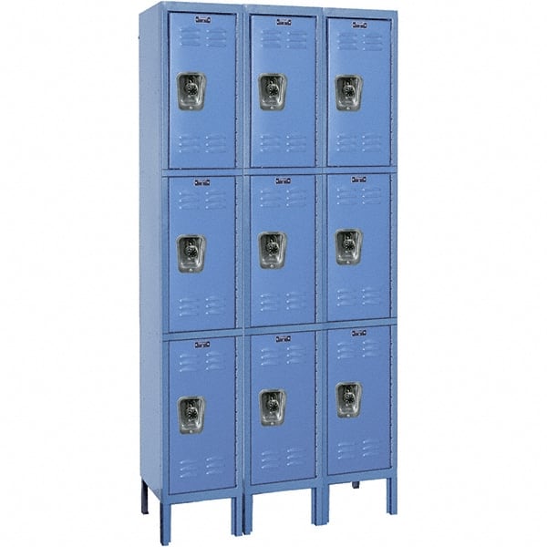 Hallowell - 9 Door, 3 Tier, Ready-Built Wardrobe & Box Lockers - Exact Tool & Supply