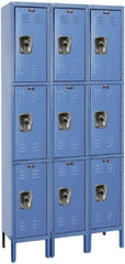 Hallowell - 9 Door, 3 Tier, Ready-Built Wardrobe & Box Lockers - Exact Tool & Supply