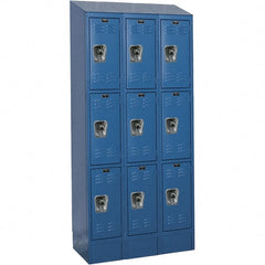 Hallowell - 9 Door, 3 Tier, Ready-Built Wardrobe & Box Lockers - Exact Tool & Supply