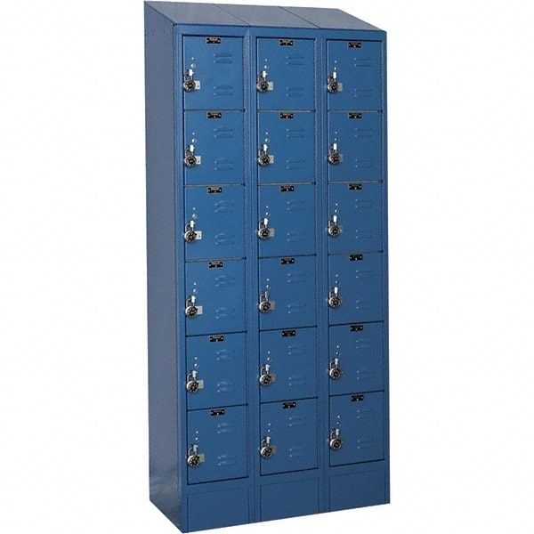 Hallowell - 18 Door, 6 Tier, Ready-Built Wardrobe & Box Lockers - Exact Tool & Supply