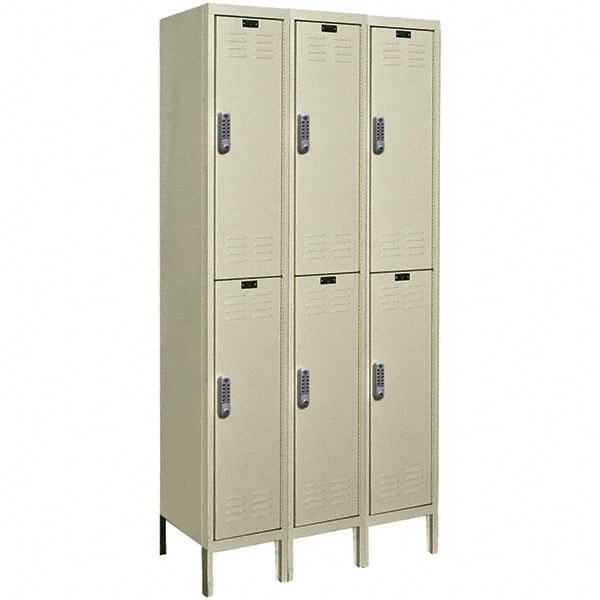 Hallowell - 6 Door, 2 Tier, Electronic Access Lockers - Exact Tool & Supply