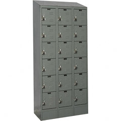 Hallowell - 18 Door, 6 Tier, Ready-Built Wardrobe & Box Lockers - Exact Tool & Supply