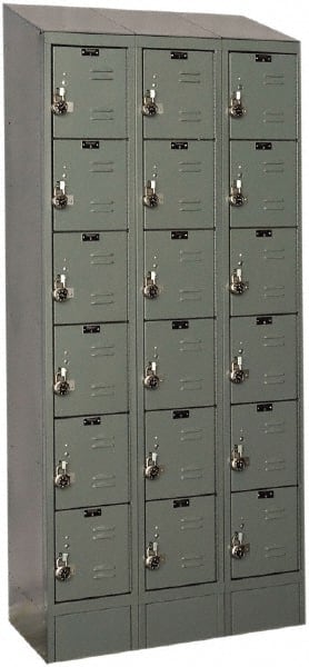 Hallowell - 18 Door, 6 Tier, Ready-Built Wardrobe & Box Lockers - Exact Tool & Supply