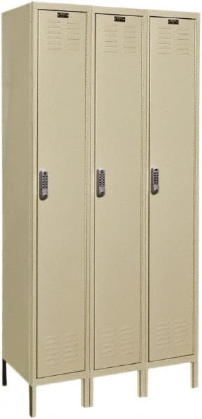 Hallowell - 3 Door, 1 Tier, Electronic Access Lockers - Exact Tool & Supply