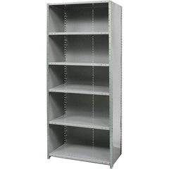 Hallowell - 6 Shelf, 800 Lb. Capacity, Free Standing Closed Shelving - 36 Inch Wide x 12 Inch Deep x 87 Inch High, Gray - Exact Tool & Supply