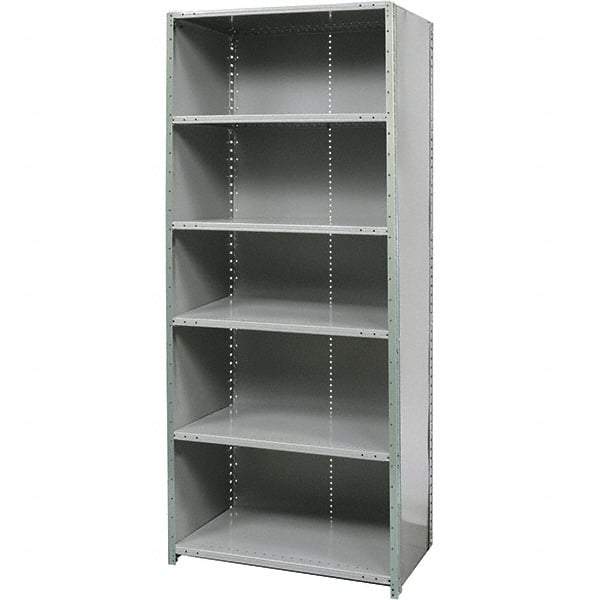 Hallowell - 6 Shelf, 450 Lb. Capacity, Free Standing Closed Shelving - 48 Inch Wide x 18 Inch Deep x 87 Inch High, Gray - Exact Tool & Supply