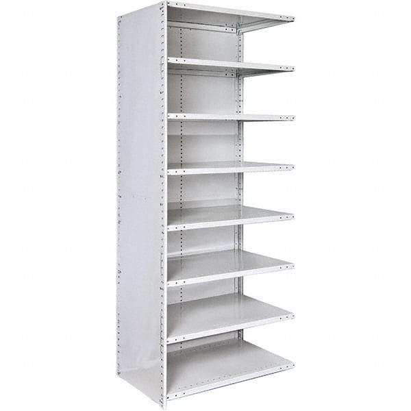 Hallowell - 8 Shelf, 375 Lb. Capacity, Closed Shelving Add-On Unit - 48 Inch Wide x 18 Inch Deep x 87 Inch High, Platinum - Exact Tool & Supply