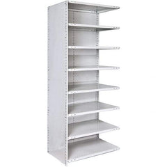 Hallowell - 8 Shelf, 350 Lb. Capacity, Closed Shelving Add-On Unit - 48 Inch Wide x 24 Inch Deep x 87 Inch High, Platinum - Exact Tool & Supply
