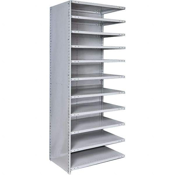 Hallowell - 11 Shelf, 375 Lb. Capacity, Closed Shelving Add-On Unit - 48 Inch Wide x 12 Inch Deep x 87 Inch High, Platinum - Exact Tool & Supply