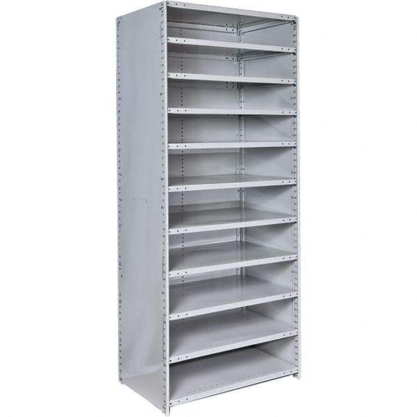 Hallowell - 11 Shelf, 500 Lb. Capacity, Closed Shelving Starter Unit - 36 Inch Wide x 18 Inch Deep x 87 Inch High, Platinum - Exact Tool & Supply