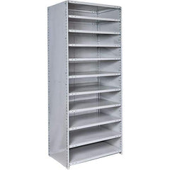 Hallowell - 11 Shelf, 500 Lb. Capacity, Closed Shelving Starter Unit - 36 Inch Wide x 18 Inch Deep x 87 Inch High, Platinum - Exact Tool & Supply