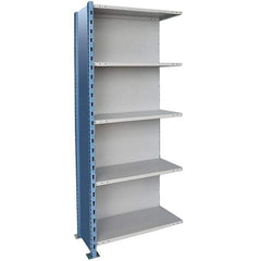 Hallowell - 5 Shelf, 1,200 Lb. Capacity, Closed Shelving Add-On Unit - 36 Inch Wide x 18 Inch Deep x 123 Inch High, Blue and Platinum - Exact Tool & Supply