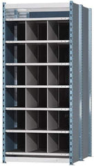 Hallowell - 18 Bin Heavy-Duty Deep Bin Industrial Shelving - 36 Inch Overall Width x 48 Inch Overall Depth x 87 Inch Overall Height, Blue and Platinum Steel Bins - Exact Tool & Supply