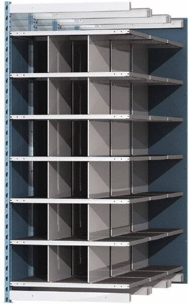 Hallowell - 18 Bin Heavy-Duty Deep Bin Industrial Shelving - 36 Inch Overall Width x 72 Inch Overall Depth x 87 Inch Overall Height, Blue and Platinum Steel Bins - Exact Tool & Supply
