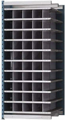 Hallowell - 50 Bin Heavy-Duty Deep Bin Industrial Shelving - 36 Inch Overall Width x 48 Inch Overall Depth x 87 Inch Overall Height, Blue and Platinum Steel Bins - Exact Tool & Supply