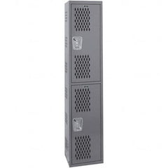 Hallowell - 2 Door, 2 Tier, Heavy-Duty Ventilated Wardrobe & Box Lockers - Exact Tool & Supply