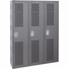 Hallowell - 3 Door, 1 Tier, Heavy-Duty Ventilated Wardrobe & Box Lockers - Exact Tool & Supply