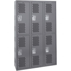 Hallowell - 6 Door, 2 Tier, Heavy-Duty Ventilated Wardrobe & Box Lockers - Exact Tool & Supply