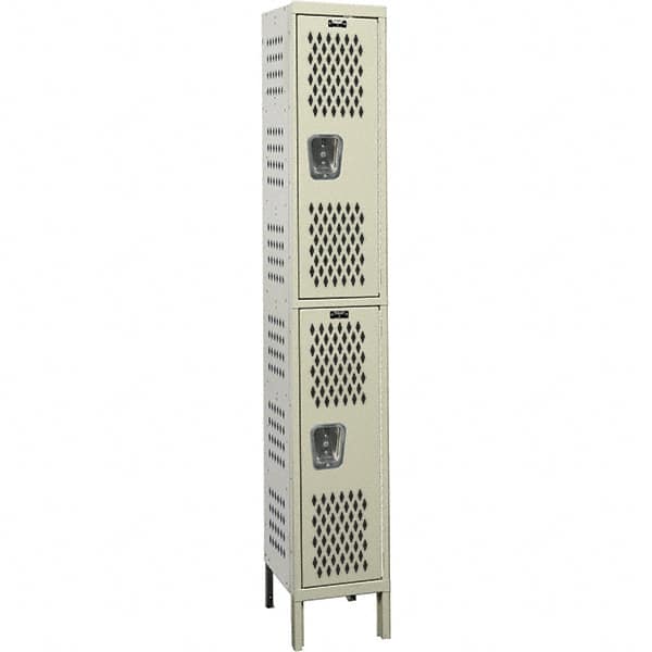 Hallowell - 2 Door, 2 Tier, Heavy-Duty Ventilated Wardrobe & Box Lockers - Exact Tool & Supply