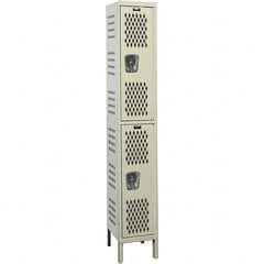 Hallowell - 2 Door, 2 Tier, Heavy-Duty Ventilated Wardrobe & Box Lockers - Exact Tool & Supply