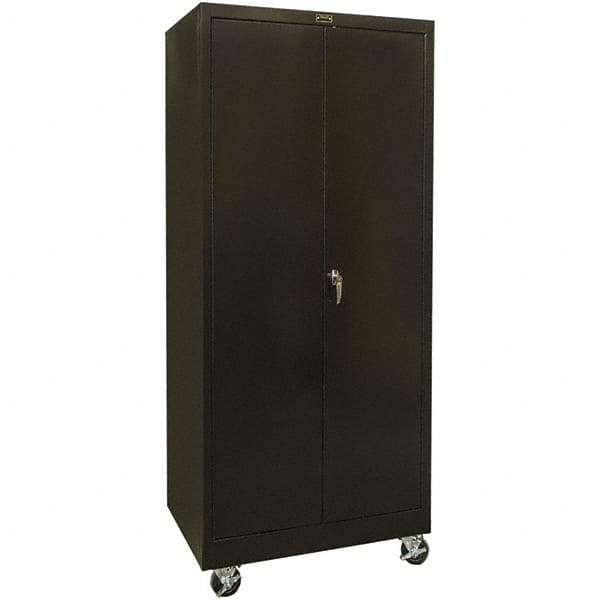 Hallowell - 4 Shelf Mobile Storage Cabinet - Steel, 48" Wide x 24" Deep x 78" High, Black - Exact Tool & Supply