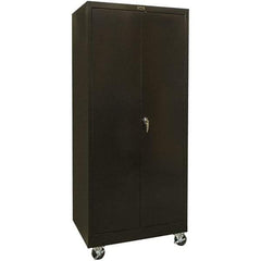 Hallowell - 4 Shelf Mobile Storage Cabinet - Steel, 48" Wide x 24" Deep x 78" High, Black - Exact Tool & Supply