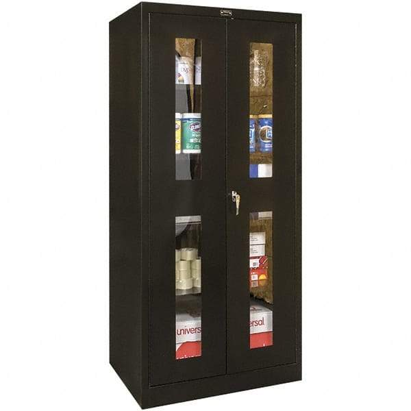 Hallowell - 4 Shelf Visible Storage Cabinet - Steel, 48" Wide x 18" Deep x 78" High, Black - Exact Tool & Supply
