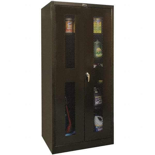 Hallowell - 4 Shelf Combination Storage Cabinet - Steel, 48" Wide x 18" Deep x 78" High, Black - Exact Tool & Supply