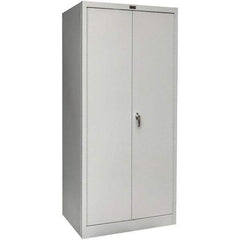 Hallowell - 4 Shelf Locking Storage Cabinet - Steel, 36" Wide x 18" Deep x 78" High, Platinum - Exact Tool & Supply