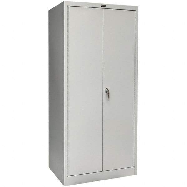 Hallowell - 1 Shelf Wardrobe Storage Cabinet - Steel, 48" Wide x 18" Deep x 78" High, Platinum - Exact Tool & Supply