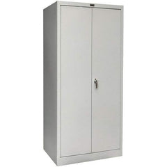 Hallowell - 1 Shelf Wardrobe Storage Cabinet - Steel, 48" Wide x 18" Deep x 78" High, Platinum - Exact Tool & Supply