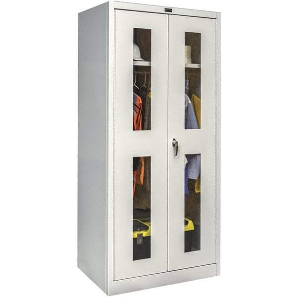 Hallowell - 1 Shelf Wardrobe Storage Cabinet - Steel, 48" Wide x 24" Deep x 78" High, Platinum - Exact Tool & Supply