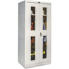 Hallowell - 1 Shelf Wardrobe Storage Cabinet - Steel, 48" Wide x 18" Deep x 78" High, Platinum - Exact Tool & Supply