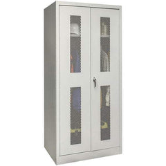 Hallowell - 1 Shelf Wardrobe Storage Cabinet - Steel, 36" Wide x 24" Deep x 78" High, Platinum - Exact Tool & Supply