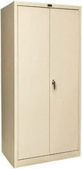 Hallowell - 4 Shelf Locking Storage Cabinet - Steel, 36" Wide x 24" Deep x 72" High, Tan - Exact Tool & Supply