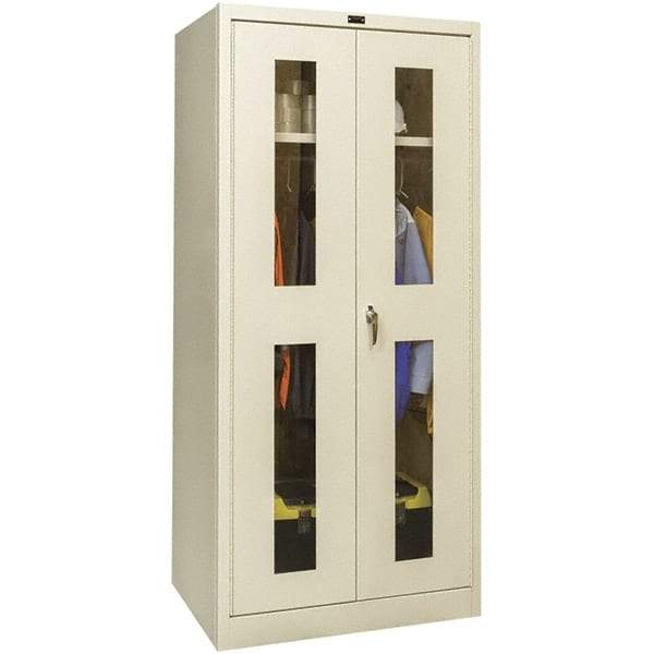 Hallowell - 1 Shelf Wardrobe Storage Cabinet - Steel, 48" Wide x 24" Deep x 72" High, Tan - Exact Tool & Supply