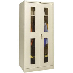 Hallowell - 1 Shelf Wardrobe Storage Cabinet - Steel, 48" Wide x 24" Deep x 72" High, Tan - Exact Tool & Supply
