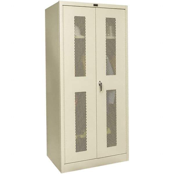 Hallowell - 1 Shelf Wardrobe Storage Cabinet - Steel, 48" Wide x 18" Deep x 72" High, Tan - Exact Tool & Supply