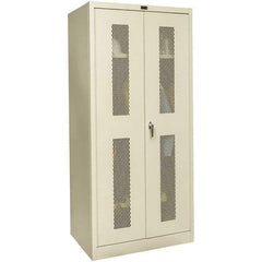 Hallowell - 1 Shelf Wardrobe Storage Cabinet - Steel, 48" Wide x 18" Deep x 72" High, Tan - Exact Tool & Supply