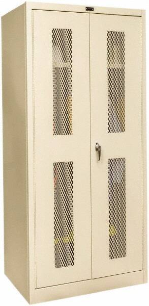 Hallowell - 1 Shelf Wardrobe Storage Cabinet - Steel, 36" Wide x 24" Deep x 72" High, Tan - Exact Tool & Supply