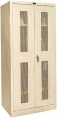 Hallowell - 1 Shelf Wardrobe Storage Cabinet - Steel, 36" Wide x 24" Deep x 72" High, Tan - Exact Tool & Supply