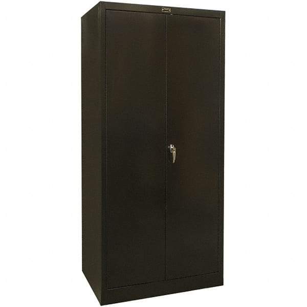 Hallowell - 4 Shelf Locking Storage Cabinet - Steel, 36" Wide x 18" Deep x 72" High, Black - Exact Tool & Supply