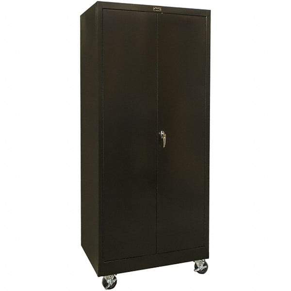 Hallowell - 4 Shelf Mobile Storage Cabinet - Steel, 48" Wide x 24" Deep x 72" High, Black - Exact Tool & Supply