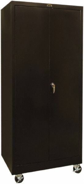 Hallowell - 4 Shelf Mobile Storage Cabinet - Steel, 36" Wide x 24" Deep x 72" High, Black - Exact Tool & Supply