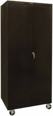 Hallowell - 4 Shelf Mobile Storage Cabinet - Steel, 36" Wide x 24" Deep x 72" High, Black - Exact Tool & Supply