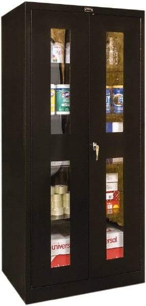 Hallowell - 4 Shelf Visible Storage Cabinet - Steel, 36" Wide x 24" Deep x 72" High, Black - Exact Tool & Supply