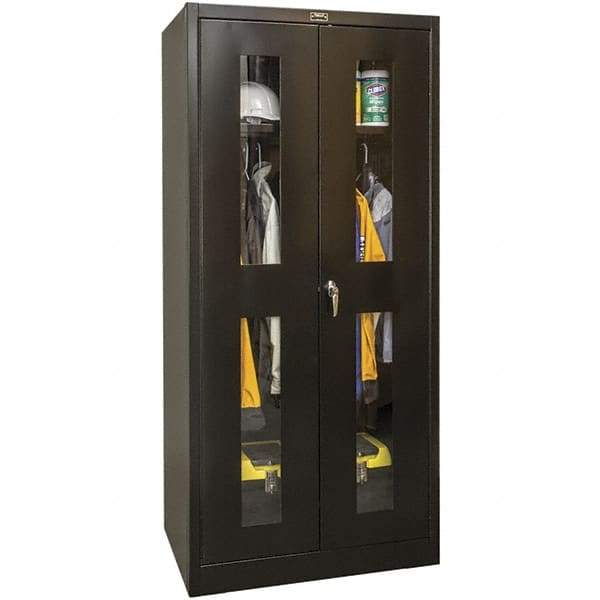 Hallowell - 1 Shelf Wardrobe Storage Cabinet - Steel, 48" Wide x 18" Deep x 72" High, Black - Exact Tool & Supply