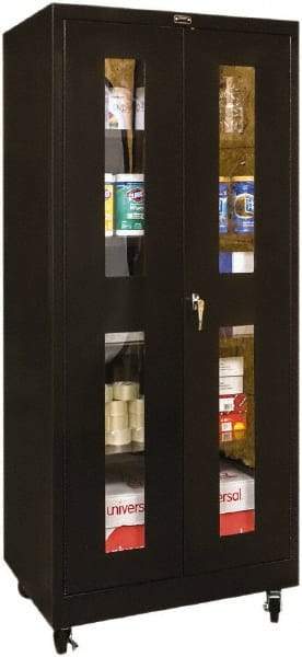 Hallowell - 4 Shelf Mobile Storage Cabinet - Steel, 36" Wide x 24" Deep x 72" High, Black - Exact Tool & Supply