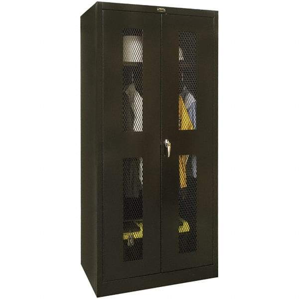 Hallowell - 1 Shelf Wardrobe Storage Cabinet - Steel, 48" Wide x 18" Deep x 72" High, Black - Exact Tool & Supply
